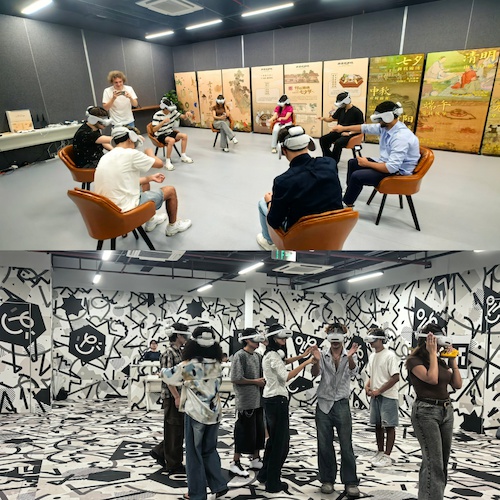 国际学生进行VR、MR技术体验